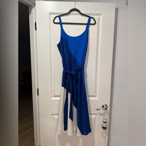 Tank top lined dress with fabric belt